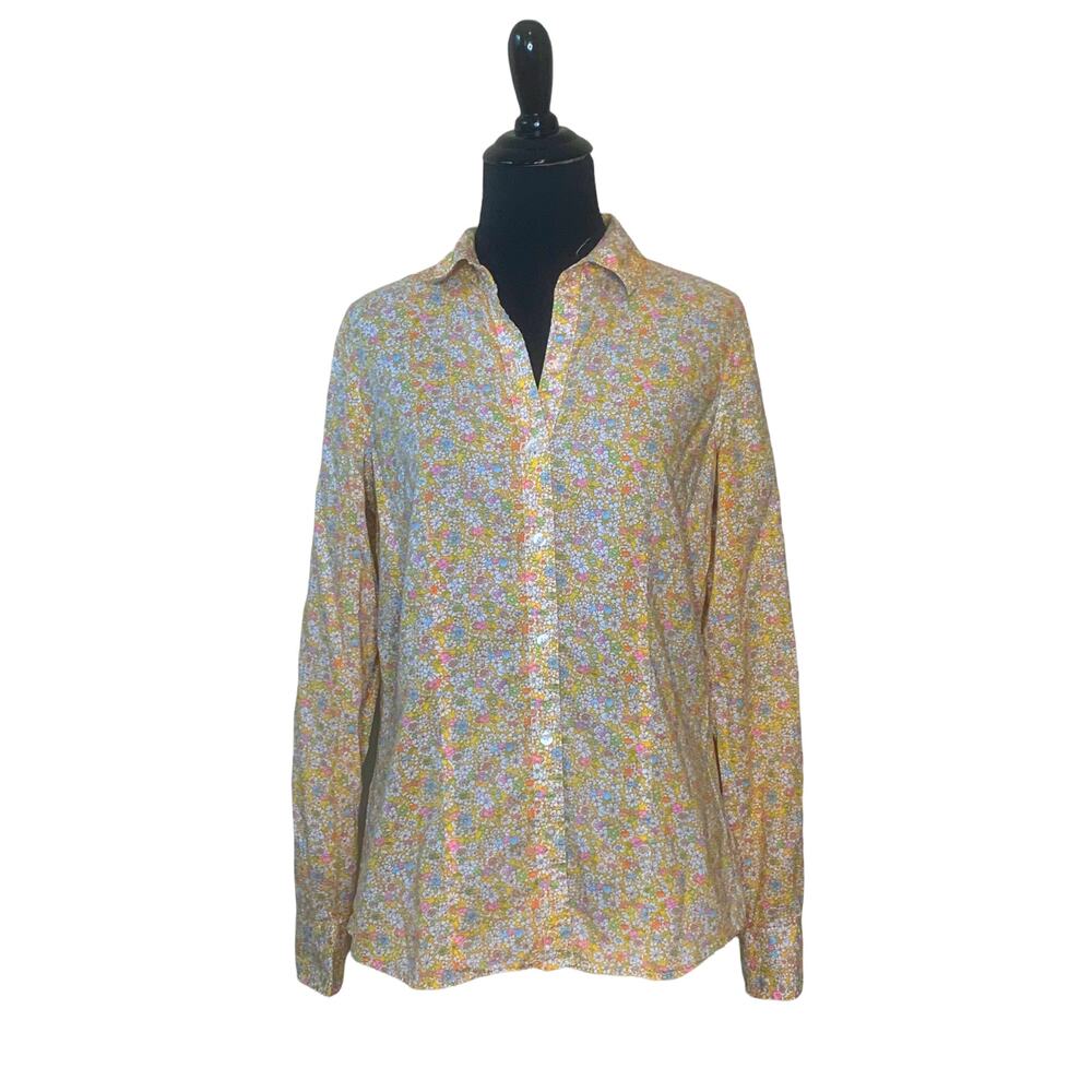 The Limited yellow pink floral buttoned long sleeves blouse size small